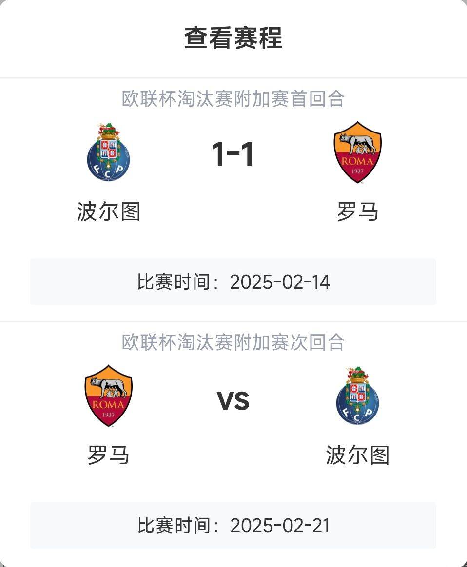  羅馬頂得住嗎？意甲歐戰8隊3隊直通4隊出局，羅馬首回合1-1波爾圖