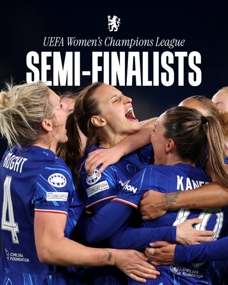  女足歐冠：切爾西3-0曼城&總比分3-2逆轉晉級四強，將對陣巴薩