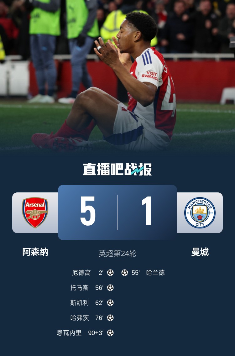  硬氣槍手無畏強敵！阿森納本賽季5-1碾壓曼城，3-0完勝皇馬